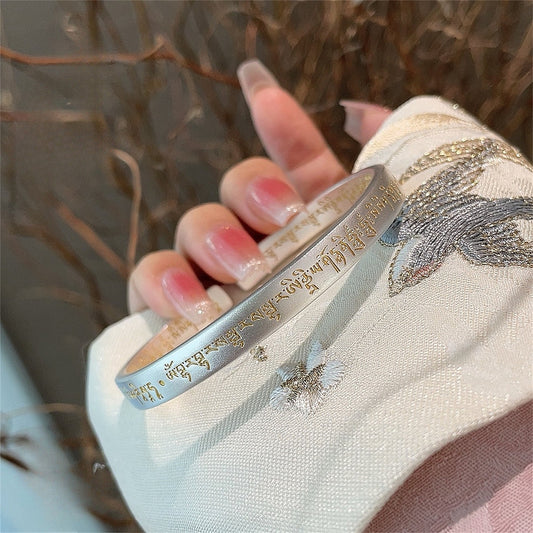 Fashionable frosted gold - painted sterling silver bracelet - jewelry - weilin.com