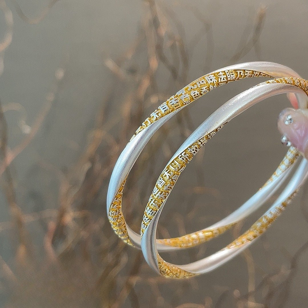 Fashionable gold - painted wrap - around sterling silver bracelet - jewelry - weilin.com