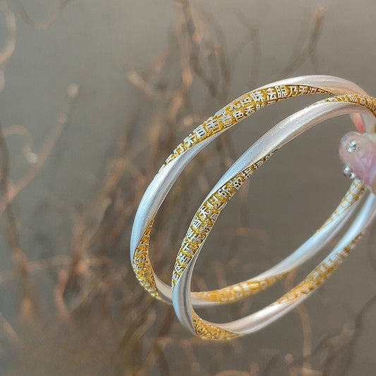 Fashionable gold - painted wrap - around sterling silver bracelet - jewelry - weilin.com