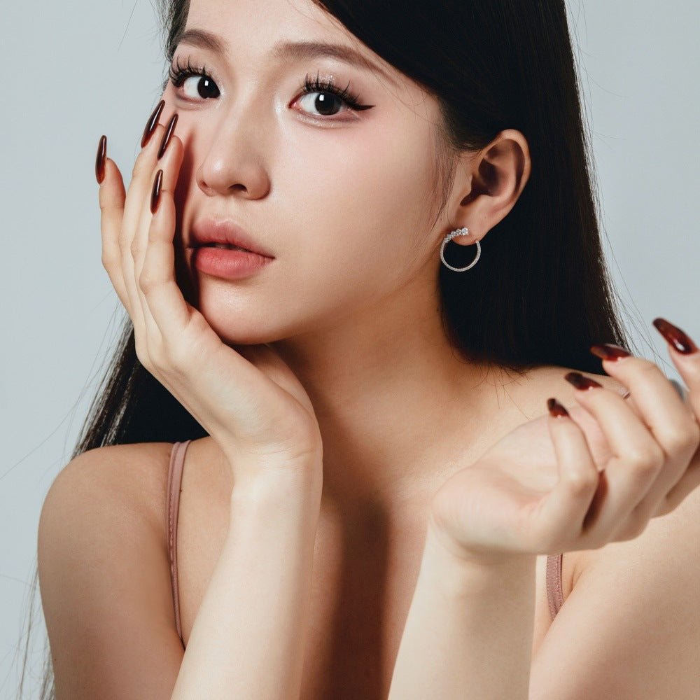 Fashionable hoop design micro - paved zircon earrings - jewelry - weilin.com