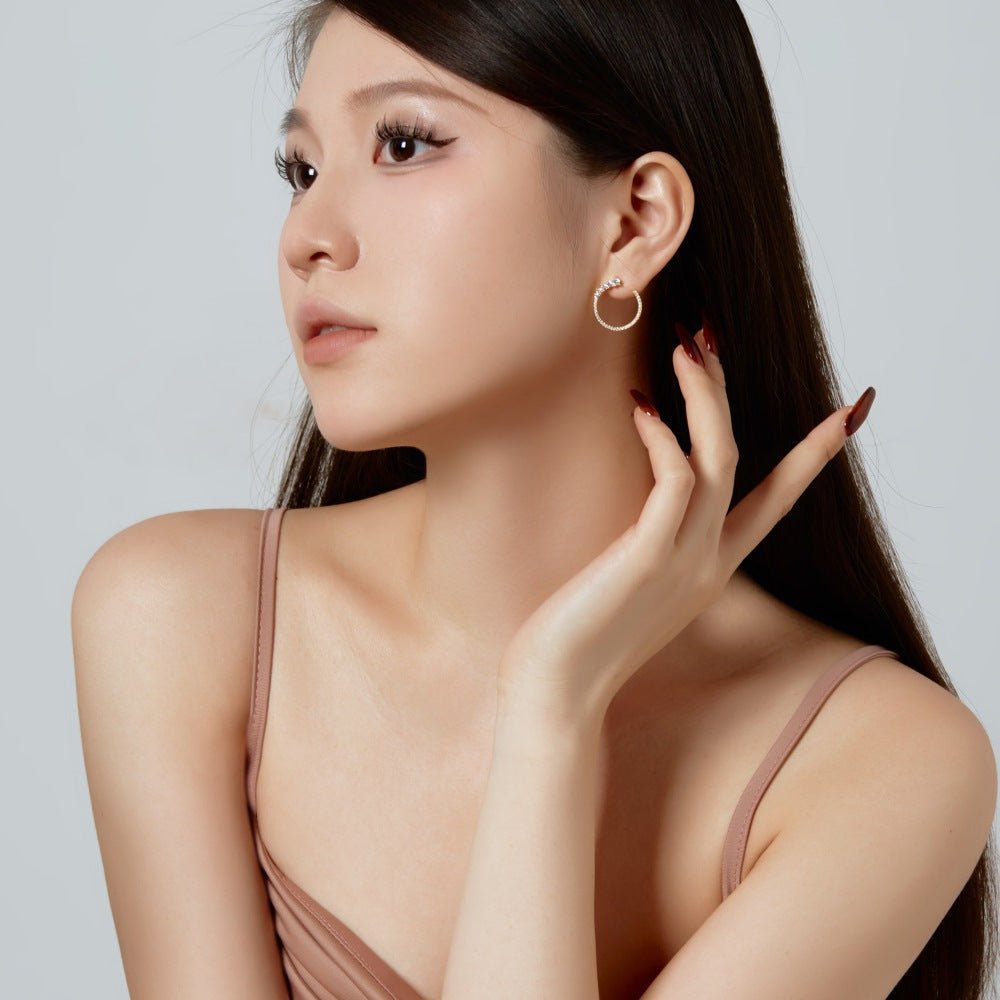 Fashionable hoop design micro - paved zircon earrings - jewelry - weilin.com