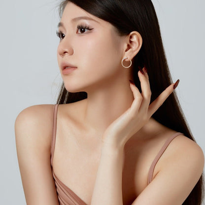 Fashionable hoop design micro - paved zircon earrings - jewelry - weilin.com