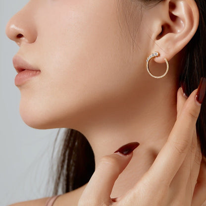 Fashionable hoop design micro - paved zircon earrings - jewelry - weilin.com
