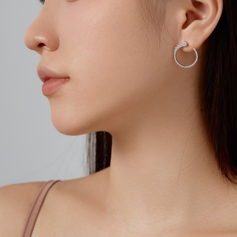 Fashionable hoop design micro - paved zircon earrings - jewelry - weilin.com