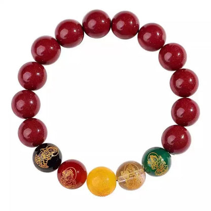 Fashionable new Chinese style cinnabar five - way fortune god bracelet luck beads bracelet - jewelry - weilin.com