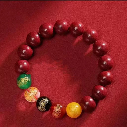 Fashionable new Chinese style cinnabar five - way fortune god bracelet luck beads bracelet - jewelry - weilin.com