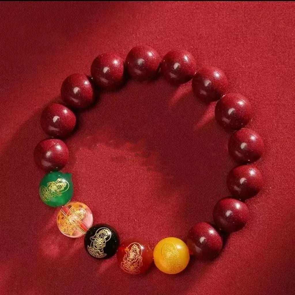 Fashionable new Chinese style cinnabar five - way fortune god bracelet luck beads bracelet - jewelry - weilin.com
