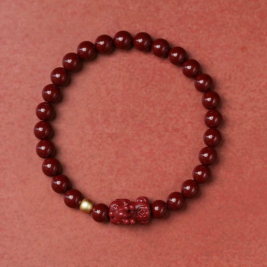 Fashionable New Chinese Style Cinnabar Purple Gold Pixiu Bracelet - jewelry - weilin.com