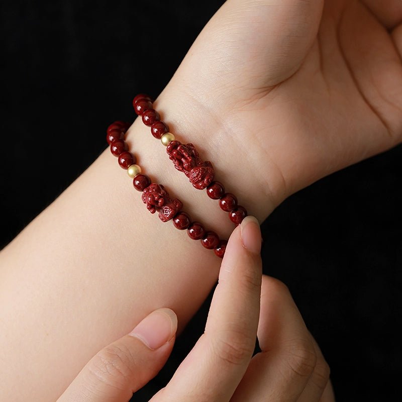 Fashionable New Chinese Style Cinnabar Purple Gold Pixiu Bracelet - jewelry - weilin.com