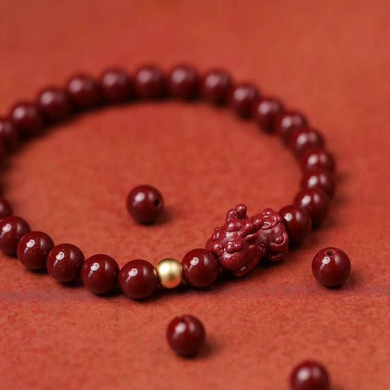 Fashionable New Chinese Style Cinnabar Purple Gold Pixiu Bracelet - jewelry - weilin.com