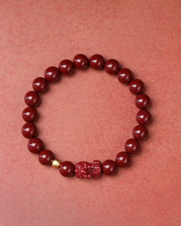Fashionable New Chinese Style Cinnabar Purple Gold Pixiu Bracelet - jewelry - weilin.com