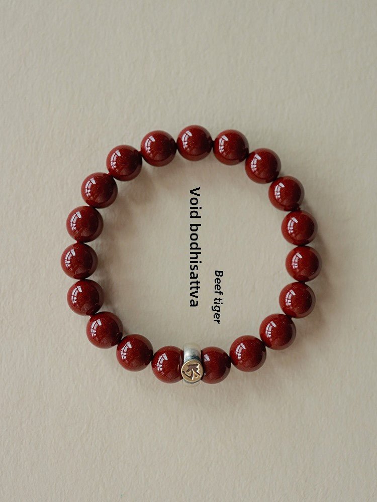 Fashionable new Chinese style cinnabar purple gold sand twelve zodiac sterling silver birth year bracelet - jewelry - weilin.com