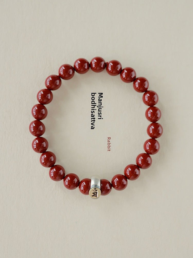 Fashionable new Chinese style cinnabar purple gold sand twelve zodiac sterling silver birth year bracelet - jewelry - weilin.com
