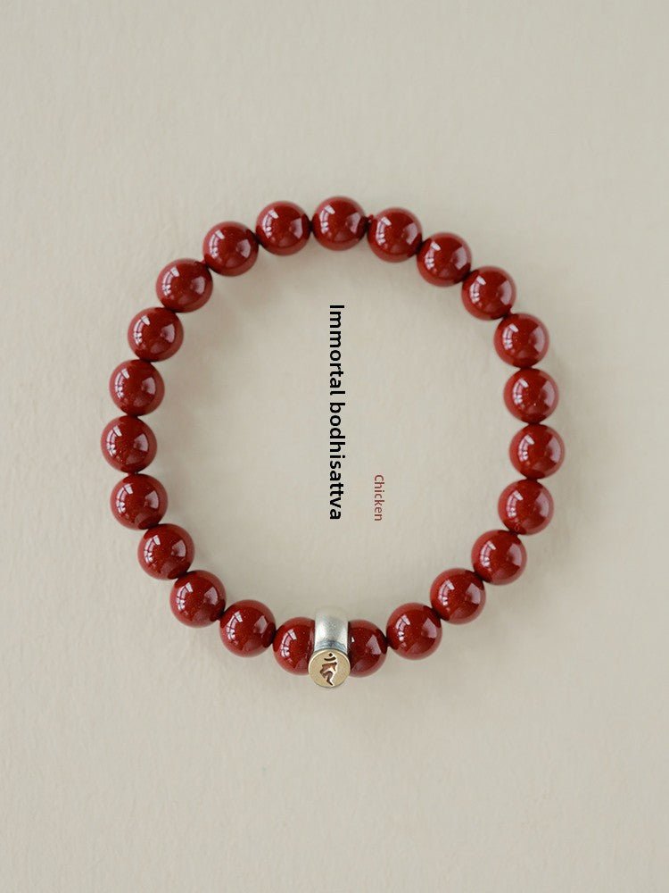 Fashionable new Chinese style cinnabar purple gold sand twelve zodiac sterling silver birth year bracelet - jewelry - weilin.com