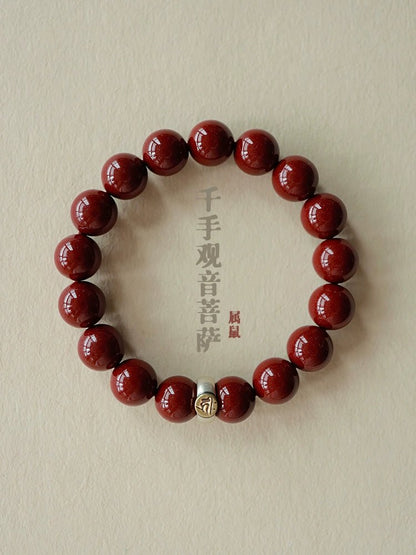 Fashionable new Chinese style cinnabar purple gold sand twelve zodiac sterling silver birth year bracelet - jewelry - weilin.com
