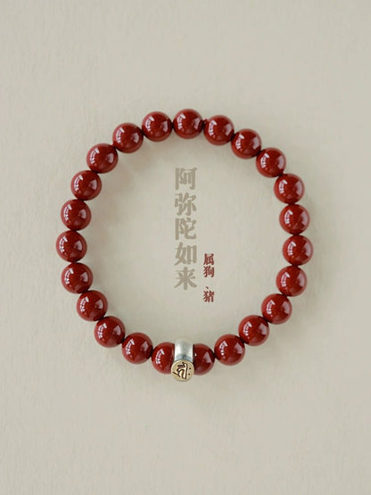 Fashionable new Chinese style cinnabar purple gold sand twelve zodiac sterling silver birth year bracelet - jewelry - weilin.com