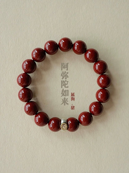 Fashionable new Chinese style cinnabar purple gold sand twelve zodiac sterling silver birth year bracelet - jewelry - weilin.com