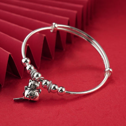 Fashionable personalized push - pull sterling silver bracelet - jewelry - weilin.com