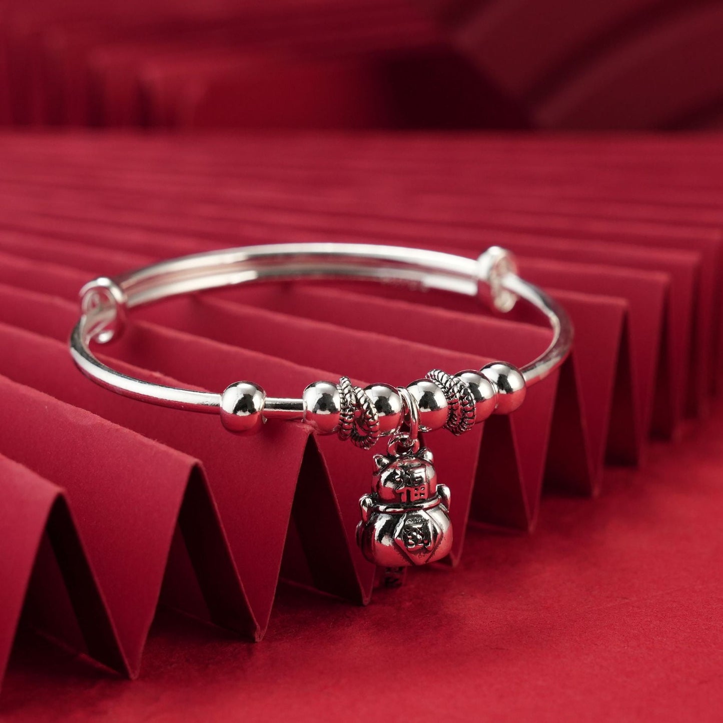 Fashionable personalized push - pull sterling silver bracelet - jewelry - weilin.com
