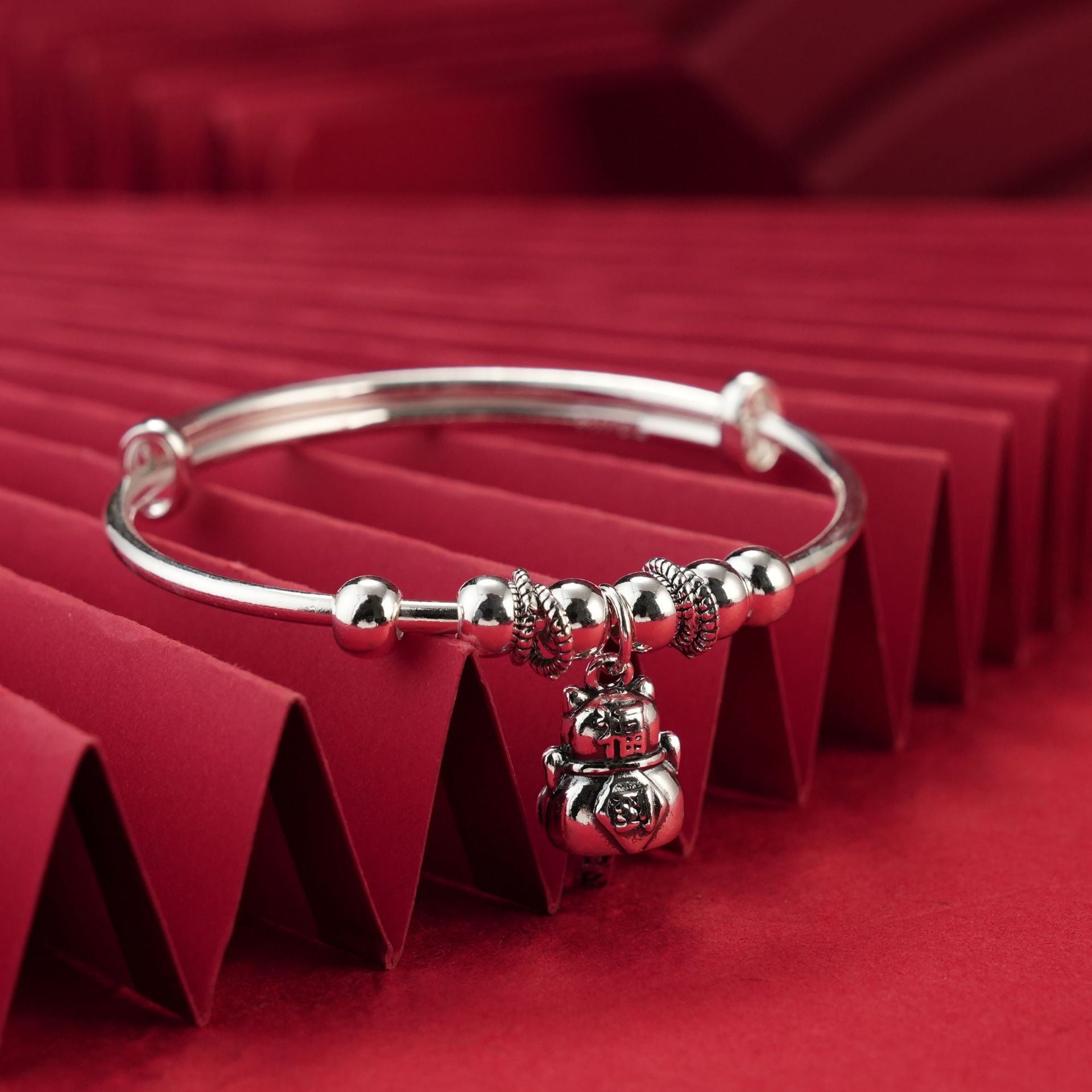 Fashionable personalized push - pull sterling silver bracelet - jewelry - weilin.com