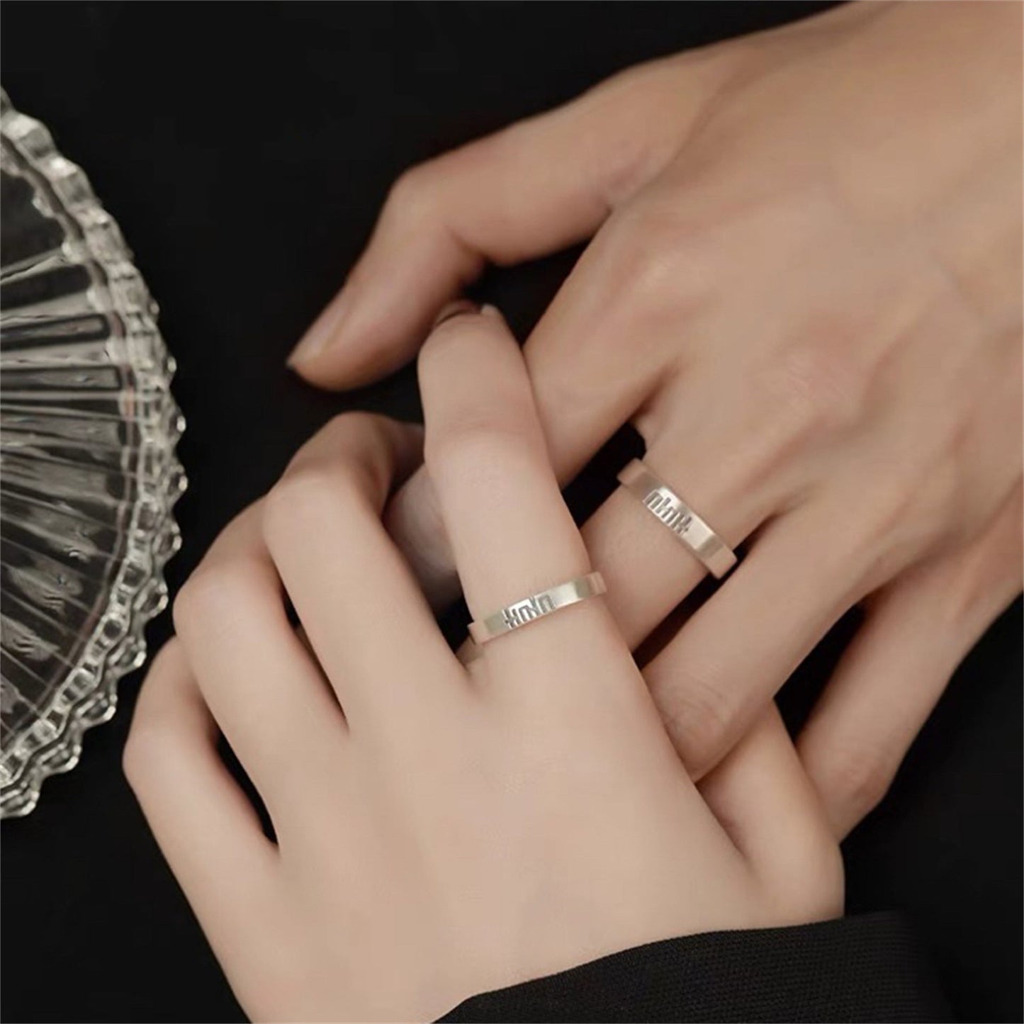 Fashionable sterling silver couple rings - jewelry - weilin.com