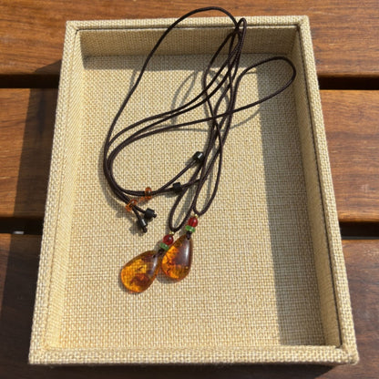 Flower amber drop pendant