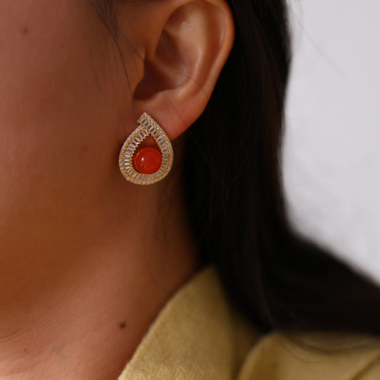 Natural Nanhong Agate Earrings