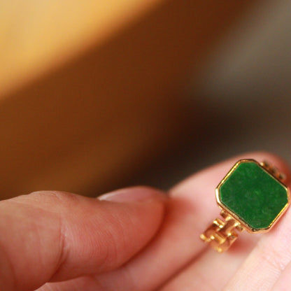 Natural Jadeite Peace Buckle Ring