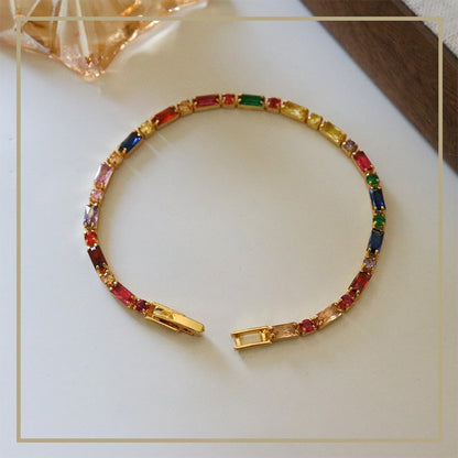 Simple retro personality colorful zircon bracelet - jewelryweilin