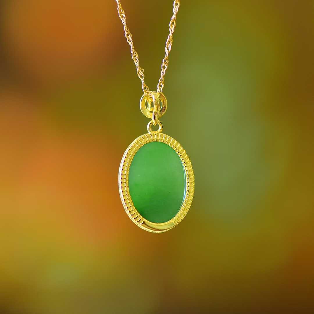 925 Silver Inlaid Hetian Nephrite "Coin" Pendant