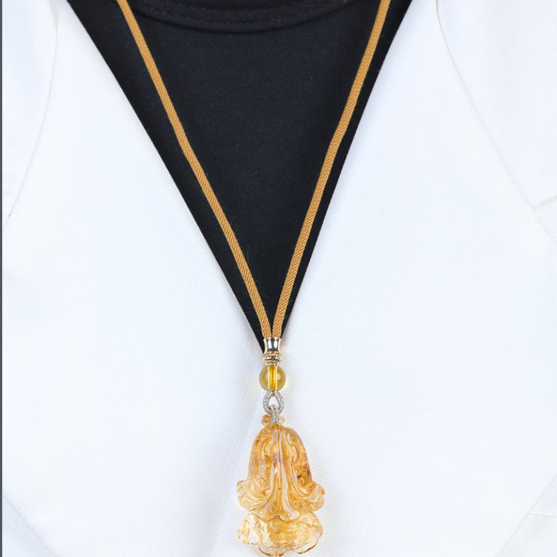 Natural Brazilian Citrine Cabbage Pendant