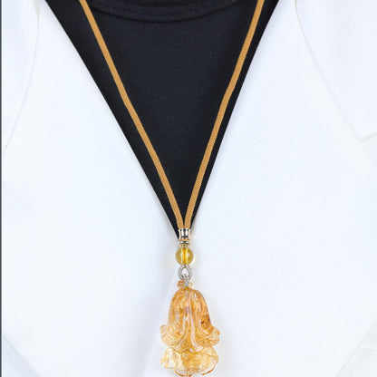 Natural Brazilian Citrine Cabbage Pendant