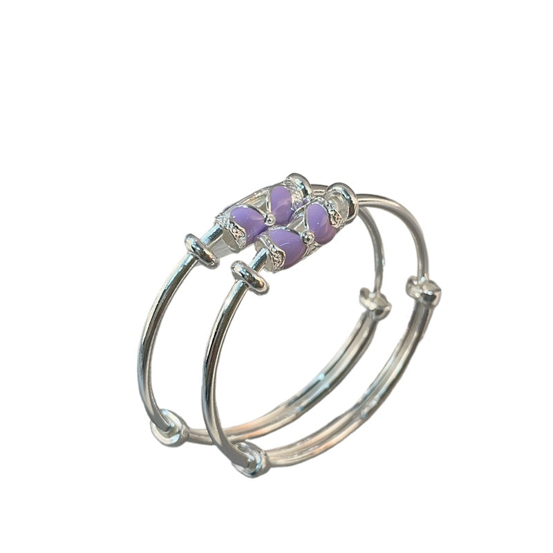 chinoiserie Bow Round Sterling Silver Children's Bracelet - jewelryweilin