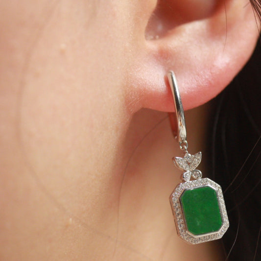 Natural Burmese Jadeite Peace Buckle Earrings