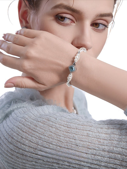 Double-layer wrapped pearl bracelet