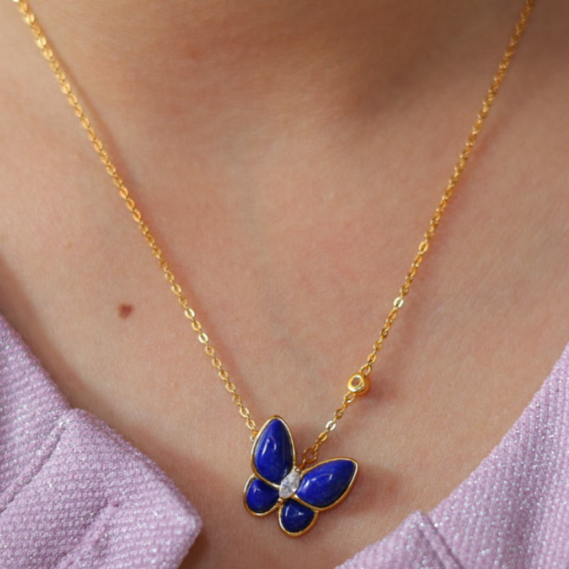 Natural Lapis Lazuli Butterfly Necklace