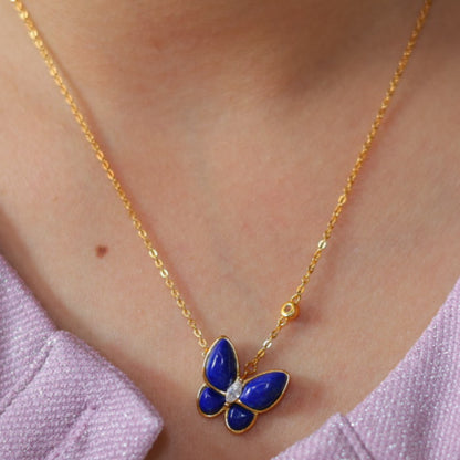 Natural Lapis Lazuli Butterfly Necklace