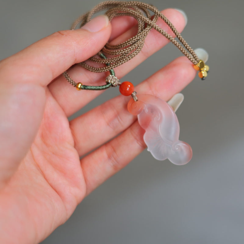 Natural Nanhong Agate Ruyi Pendant