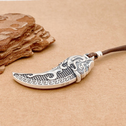 Filigree wolf tooth sterling silver pendant necklace - jewelry - weilin.com