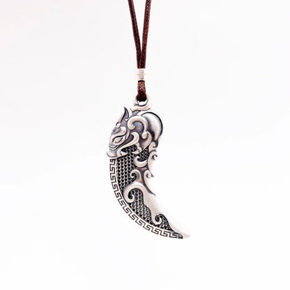 Filigree wolf tooth sterling silver pendant necklace - jewelry - weilin.com