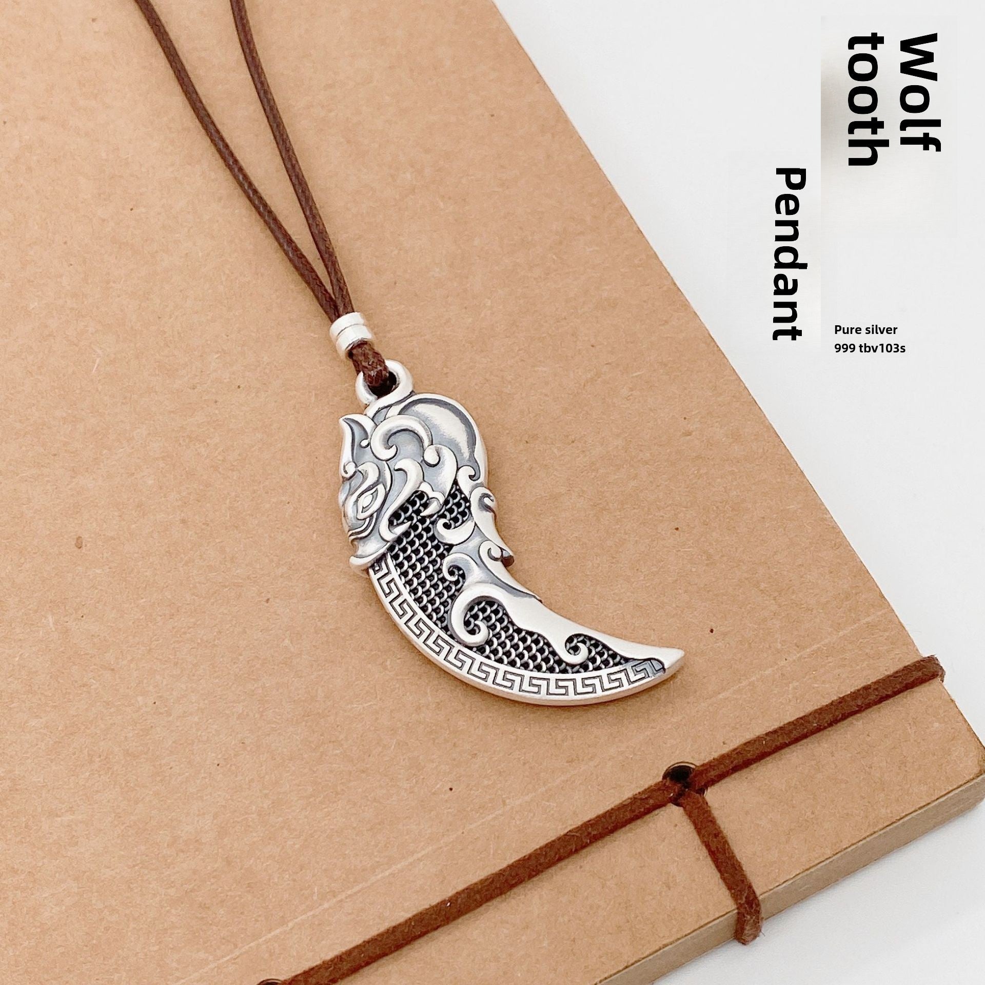 Filigree wolf tooth sterling silver pendant necklace - jewelry - weilin.com