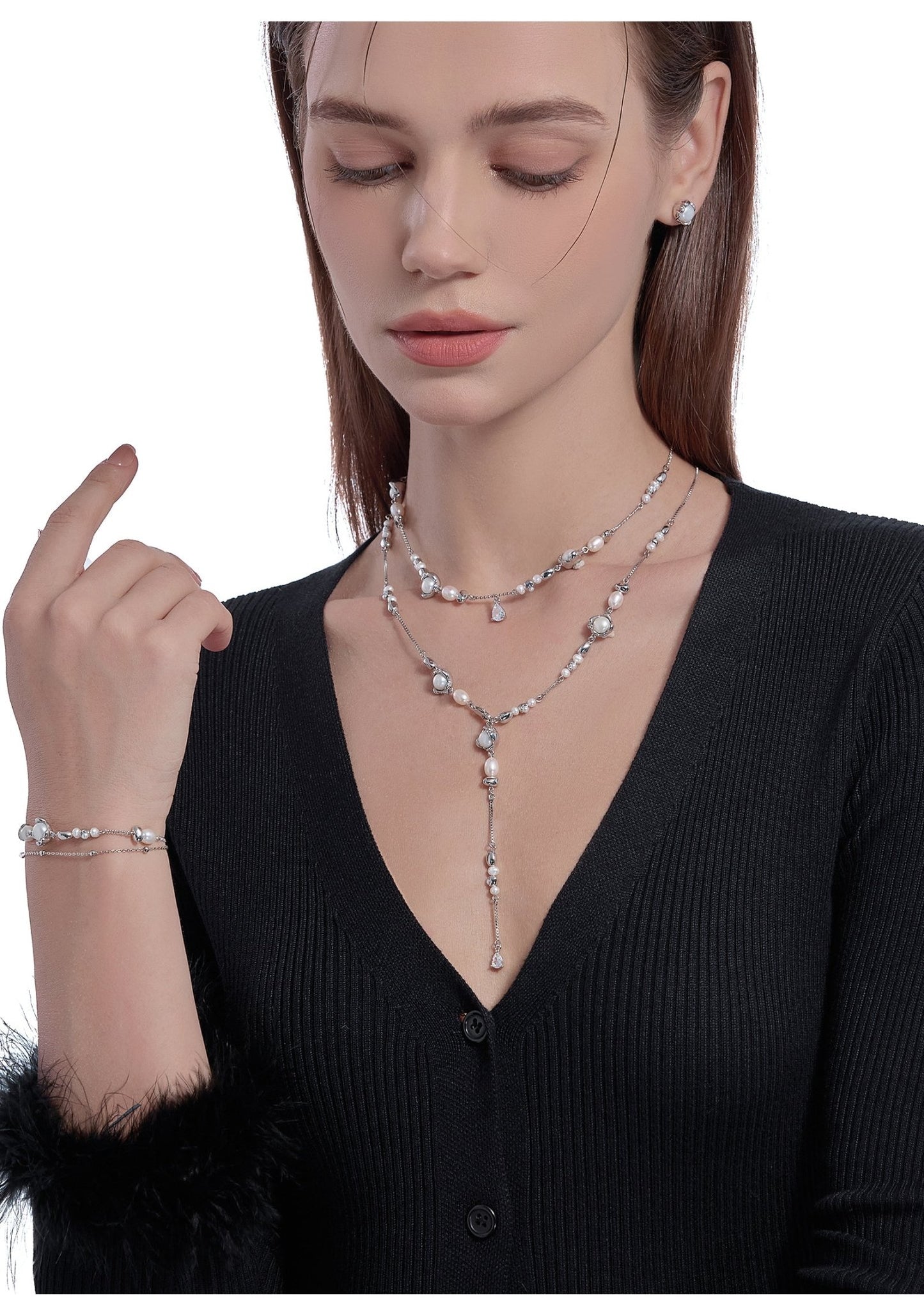 Freshwater pearl long pendant necklace - jewelry - weilin.com