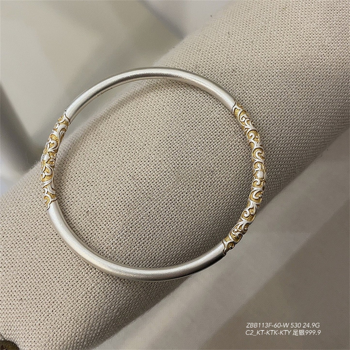 Frosted gold - painted grass pattern round stick bracelet - jewelry - weilin.com