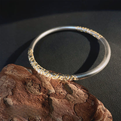 Frosted gold - painted grass pattern round stick bracelet - jewelry - weilin.com