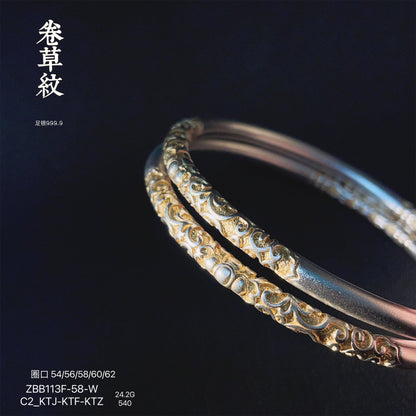 Frosted gold - painted grass pattern round stick bracelet - jewelry - weilin.com