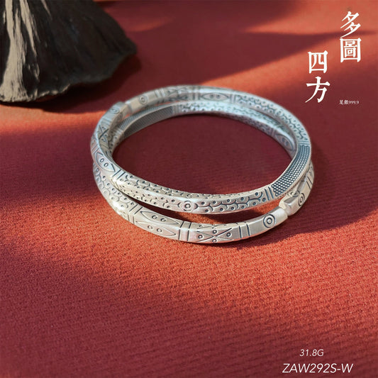 Frosted Square Stick Twisted Sterling Silver Bracelet - jewelry - weilin.com