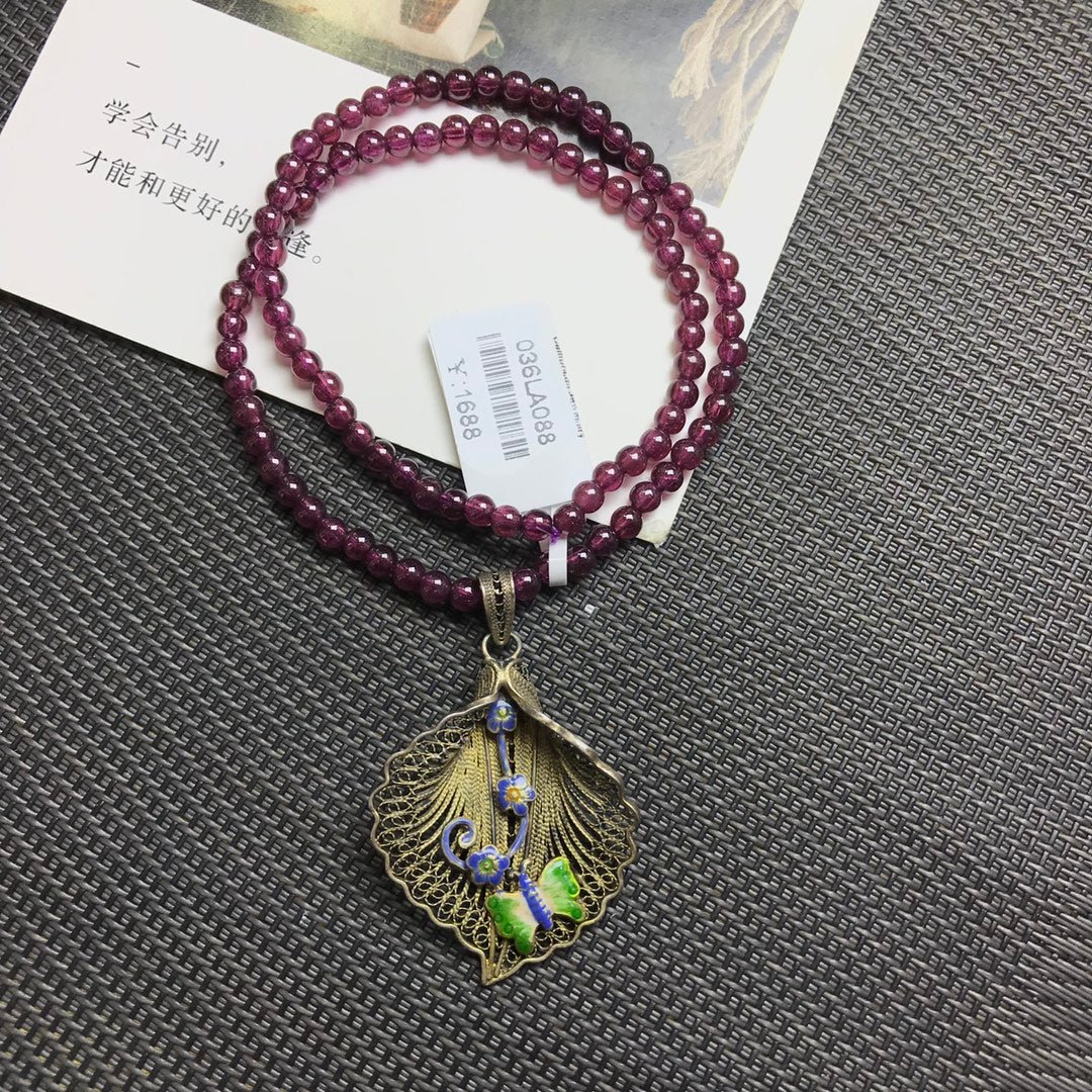 Garnet Ginkgo Leaf Bracelet - jewelry - weilin.com