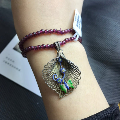 Garnet Ginkgo Leaf Bracelet - jewelry - weilin.com