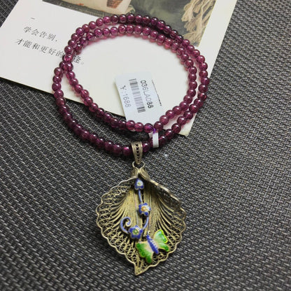 Garnet Ginkgo Leaf Bracelet - jewelry - weilin.com