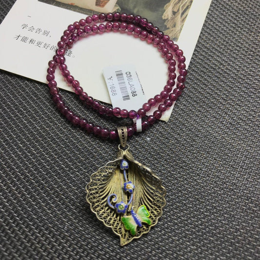 Garnet Ginkgo Leaf Bracelet - jewelry - weilin.com